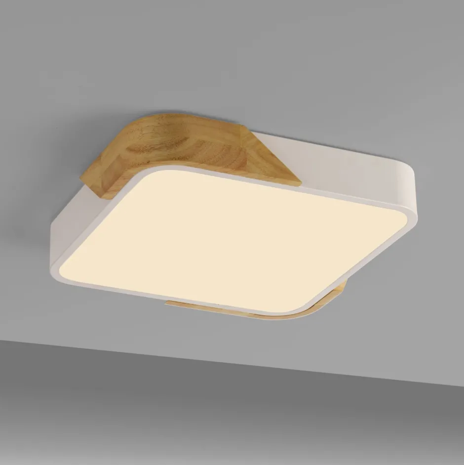 Just Light LED Deckenleuchte Holz L:32 cm Weiß Natur 3000 K< Deckenleuchten|Flurlampen