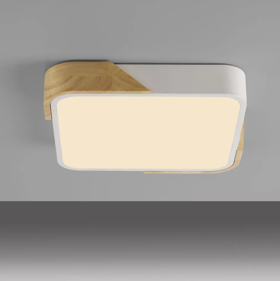 Just Light LED Deckenleuchte Holz L:32 cm Weiß Natur 3000 K< Deckenleuchten|Flurlampen