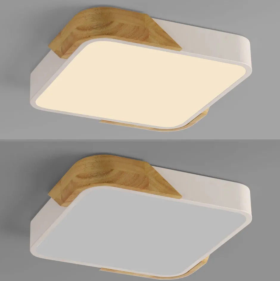 Just Light LED Deckenleuchte Holz L:32 cm Weiß Natur 3000 K< Deckenleuchten|Flurlampen