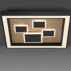 Paul Neuhaus LED Deckenleuchte Holz Schwarz Serienschalter L:48 cm< Deckenleuchten|Flurlampen