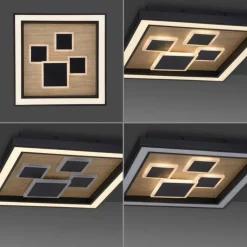 Paul Neuhaus LED Deckenleuchte Holz Schwarz Serienschalter L:48 cm< Deckenleuchten|Flurlampen