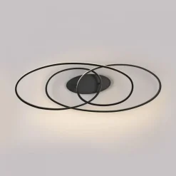 Just Light LED Deckenleuchte Metall Schwarz 3000 K Ringe dekorativ< Deckenleuchten|Flurlampen