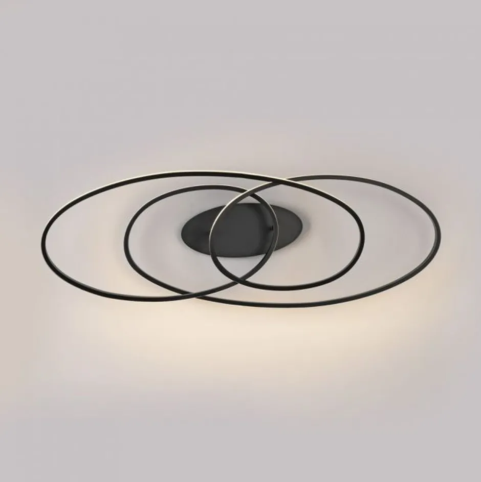 Just Light LED Deckenleuchte Metall Schwarz 3000 K Ringe dekorativ< Deckenleuchten|Flurlampen