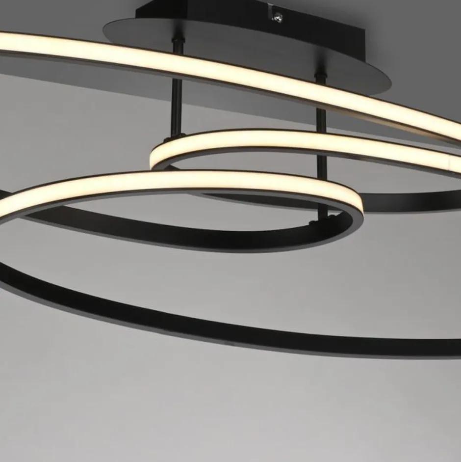 Just Light LED Deckenleuchte Metall Schwarz 3000 K Ringe dekorativ< Deckenleuchten|Flurlampen