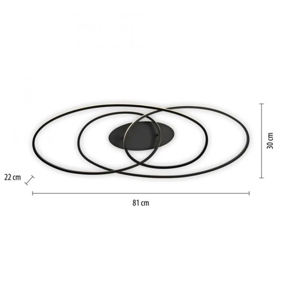 Just Light LED Deckenleuchte Metall Schwarz 3000 K Ringe dekorativ< Deckenleuchten|Flurlampen