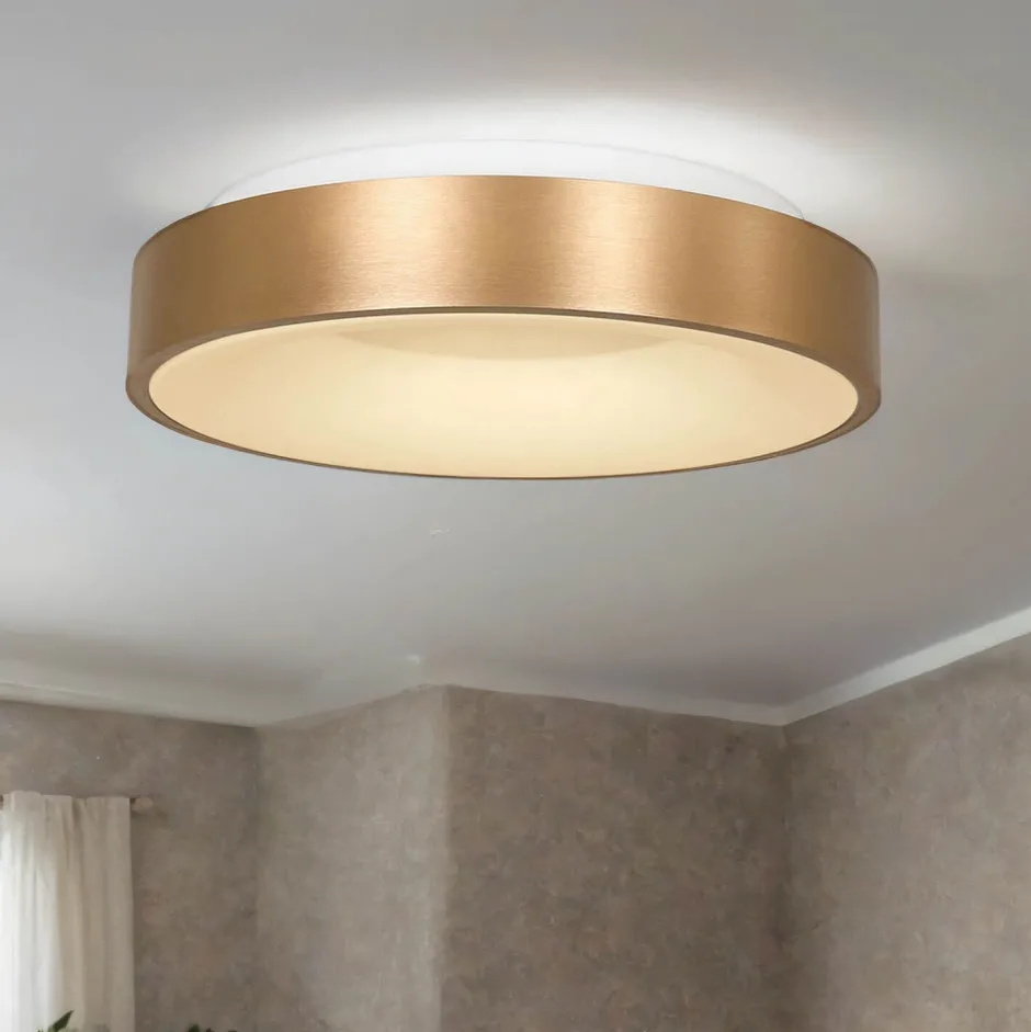 Metall Lampen|Schlafzimmer Lampen*Steinhauer LED Deckenleuchte Metall Kunststoff in Gold Weiß 40 W