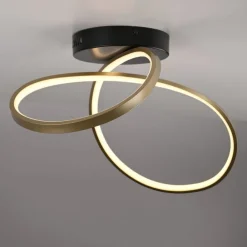 Just Light LED Deckenleuchte Metall Schwarz Messing 3000 K dimmbar< Wohnzimmerlampen|Metall Lampen