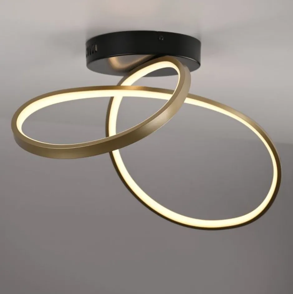 Just Light LED Deckenleuchte Metall Schwarz Messing 3000 K dimmbar< Wohnzimmerlampen|Metall Lampen