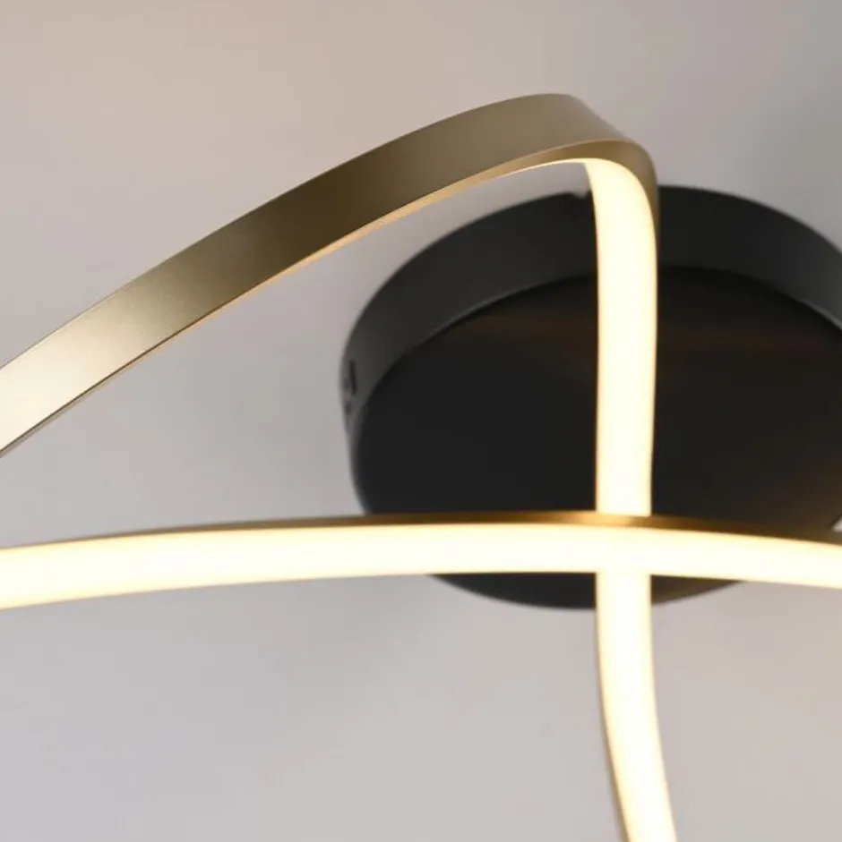 Just Light LED Deckenleuchte Metall Schwarz Messing 3000 K dimmbar< Wohnzimmerlampen|Metall Lampen