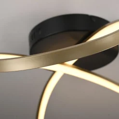 Just Light LED Deckenleuchte Metall Schwarz Messing 3000 K dimmbar< Wohnzimmerlampen|Metall Lampen