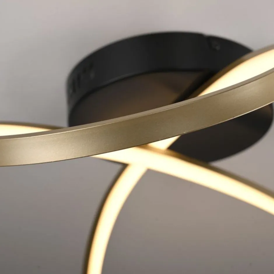 Just Light LED Deckenleuchte Metall Schwarz Messing 3000 K dimmbar< Wohnzimmerlampen|Metall Lampen