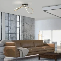 Just Light LED Deckenleuchte Metall Schwarz Messing 3000 K dimmbar< Wohnzimmerlampen|Metall Lampen