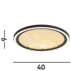 Searchlight LED Deckenleuchte Schwarz Gold Metall 32 W Ø40 cm rund< Flurlampen|Wohnzimmerlampen