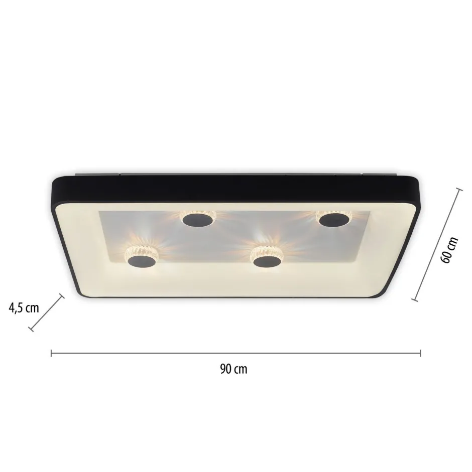 Just Light LED Deckenleuchte Schwarz 2700-5000 K 6295 lm dimmbar< Flurlampen|Bürolampen