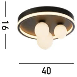 Searchlight LED Deckenleuchte Schwarz Weiß Metall Glaskugeln Ø40 cm< Flurlampen|Wohnzimmerlampen