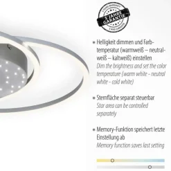 Paul Neuhaus LED Deckenleuchte Sternenhimmel in Stahl 40 W dimmbar< Deckenleuchten|Flurlampen