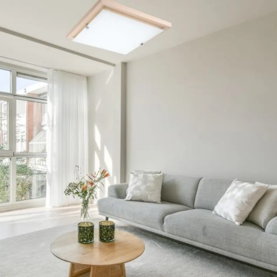 Deckenleuchten|Led Lampen*Lamkur LED Deckenleuchte Weiß Holz quadratisch Wohnzimmer