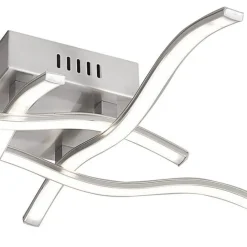 Just Light LED Deckenleuchte Wellen Metall in Stahl B:55 cm 3000 K< Flurlampen|Bürolampen