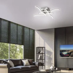 Just Light LED Deckenleuchte Wellen Metall in Stahl B:55 cm 3000 K< Flurlampen|Bürolampen