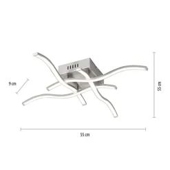 Just Light LED Deckenleuchte Wellen Metall in Stahl B:55 cm 3000 K< Flurlampen|Bürolampen