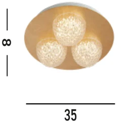 Searchlight LED Einbaustrahler in Gold Metall Ø35 cm 6 W 3-flammig< Flurlampen|Bürolampen