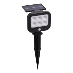 Solarleuchten|Led Außenleuchten*Searchlight LED Gartenleuchte Erdspieß Solar IP44 verstellbar Schwarz