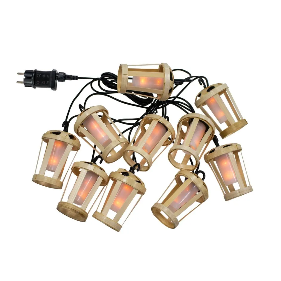 Newgarden LED Girlande außen mit Stecker IP44 2000 K Bambus 5m< Außenlichterketten|Dekolampen Außen