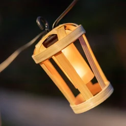 Newgarden LED Girlande außen mit Stecker IP44 2000 K Bambus 5m< Außenlichterketten|Dekolampen Außen