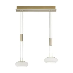 Hängelampen|Bürolampen*Paul Neuhaus LED Hängelampe Glas in Messing 2-flammig Fernbedienung