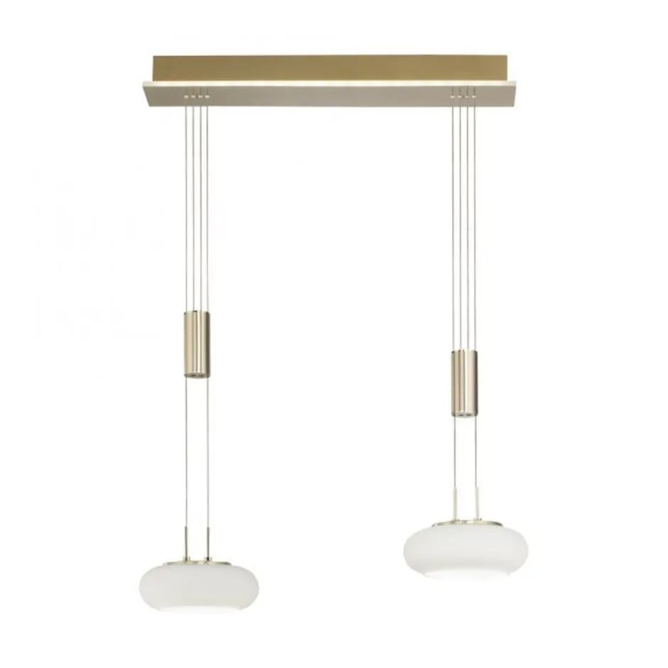 Hängelampen|Bürolampen*Paul Neuhaus LED Hängelampe Glas in Messing 2-flammig Fernbedienung