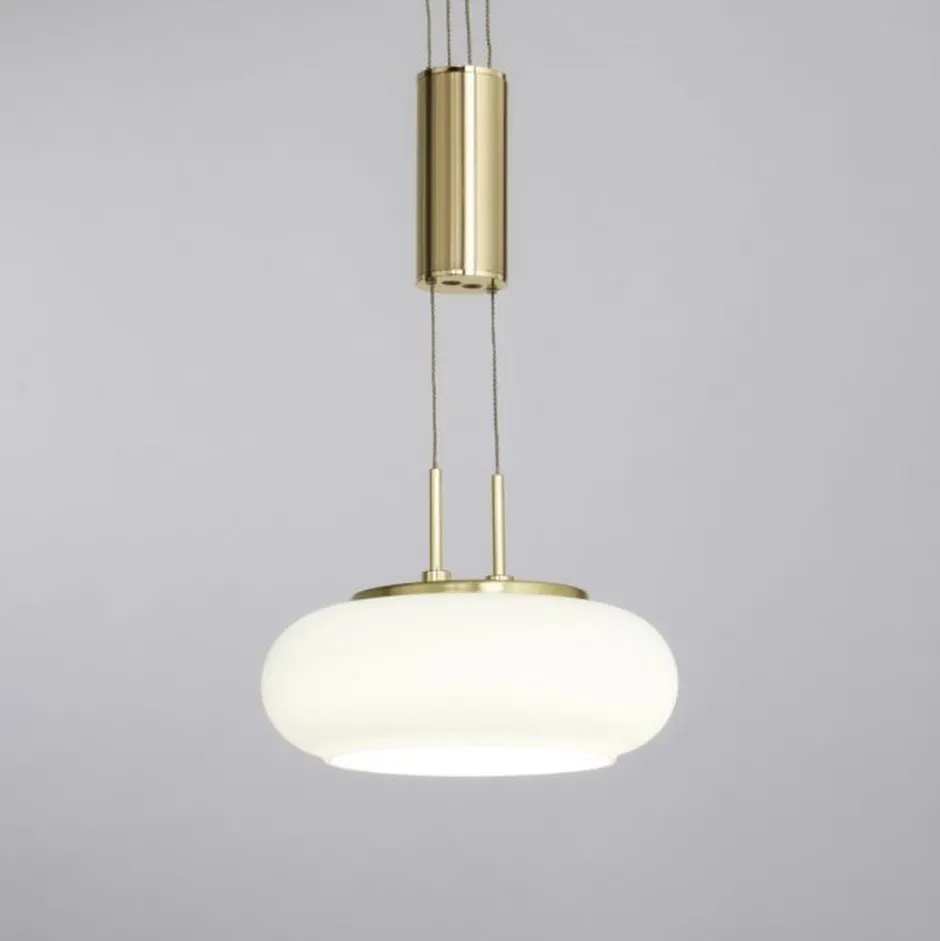 Hängelampen|Bürolampen*Paul Neuhaus LED Hängelampe Glas in Messing 2-flammig Fernbedienung