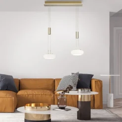 Hängelampen|Bürolampen*Paul Neuhaus LED Hängelampe Glas in Messing 2-flammig Fernbedienung