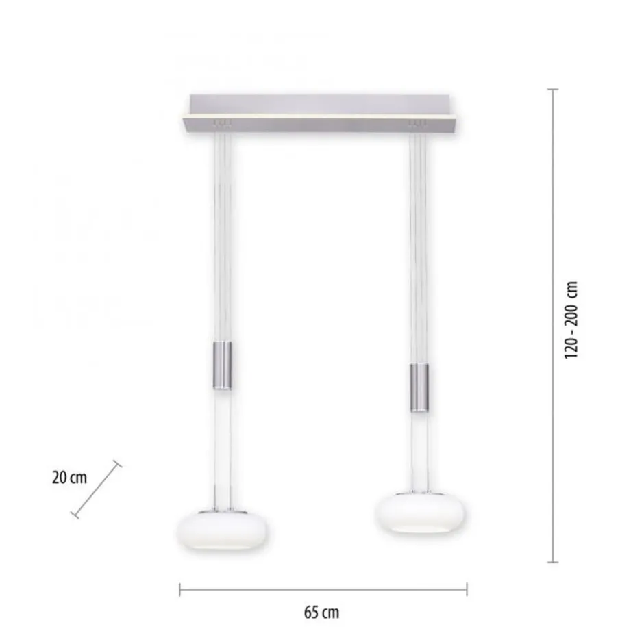 Paul Neuhaus LED Hängelampe Glas in Stahl 2-flammig Fernbedienung< Hängelampen|Bürolampen