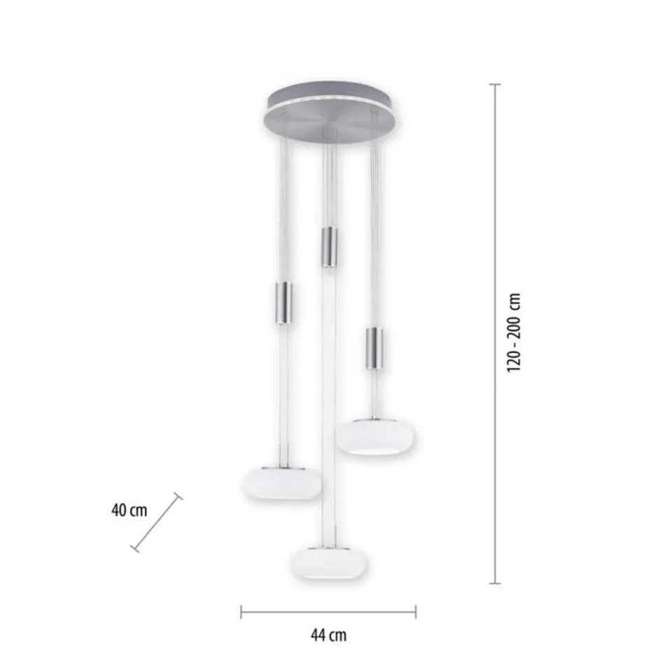 Paul Neuhaus LED Hängelampe Glas in Stahl L:44 cm 3550 lm dimmbar< Hängelampen|Bürolampen