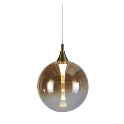 Wohnzimmerlampen|Metall Lampen*Searchlight LED Hängelampe Glaskugel Ø16 cm 5 W Schwarz Bernstein