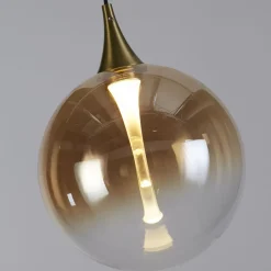 Wohnzimmerlampen|Metall Lampen*Searchlight LED Hängelampe Glaskugel Ø16 cm 5 W Schwarz Bernstein