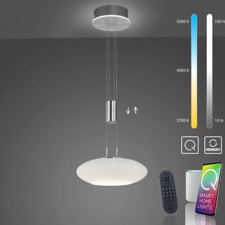 Paul Neuhaus LED Hängelampe Glasschirm dimmbar Fernbedienung 4350 lm< Wohnzimmerlampen|Glaslampen