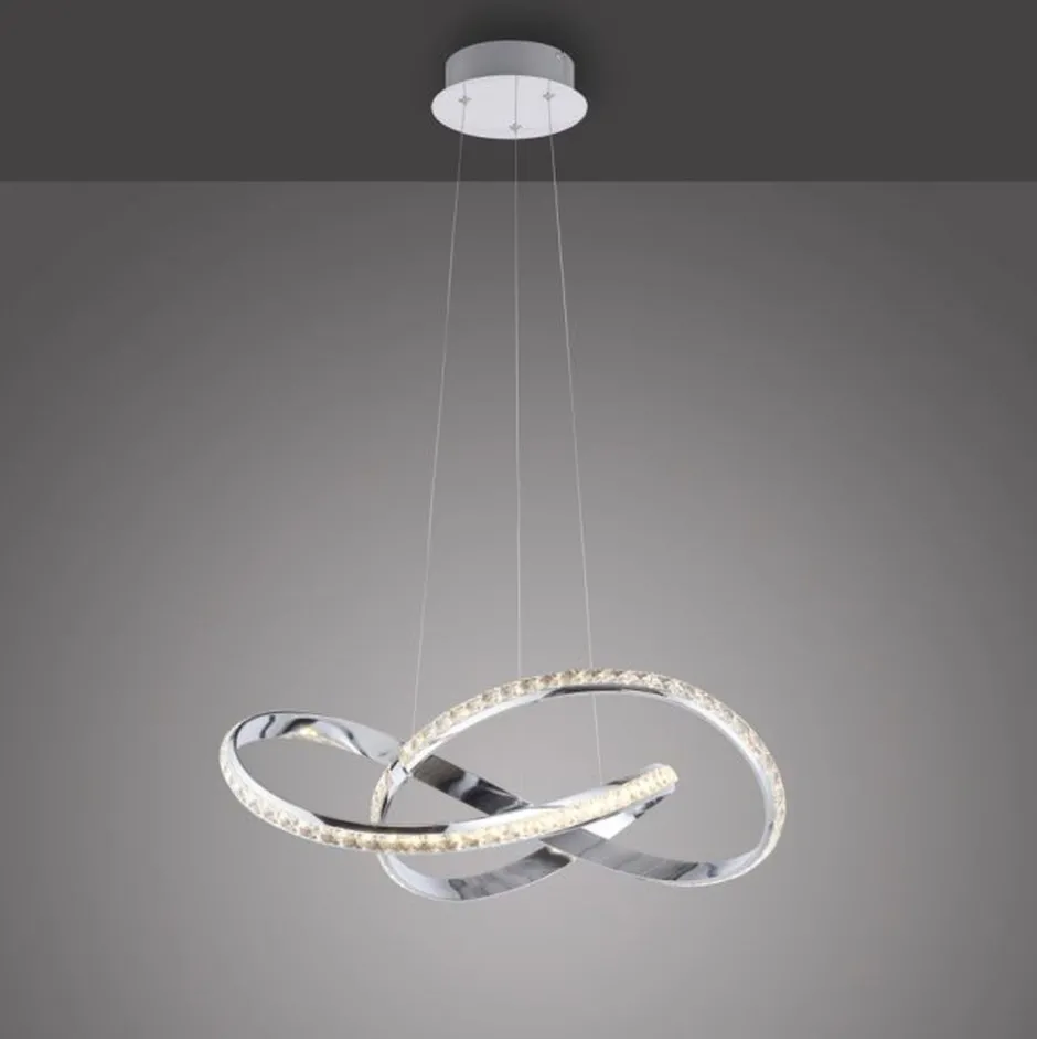 Paul Neuhaus LED Hängelampe in Chrom dimmbar 30 W L:57 cm elegant< Hängelampen|Bürolampen