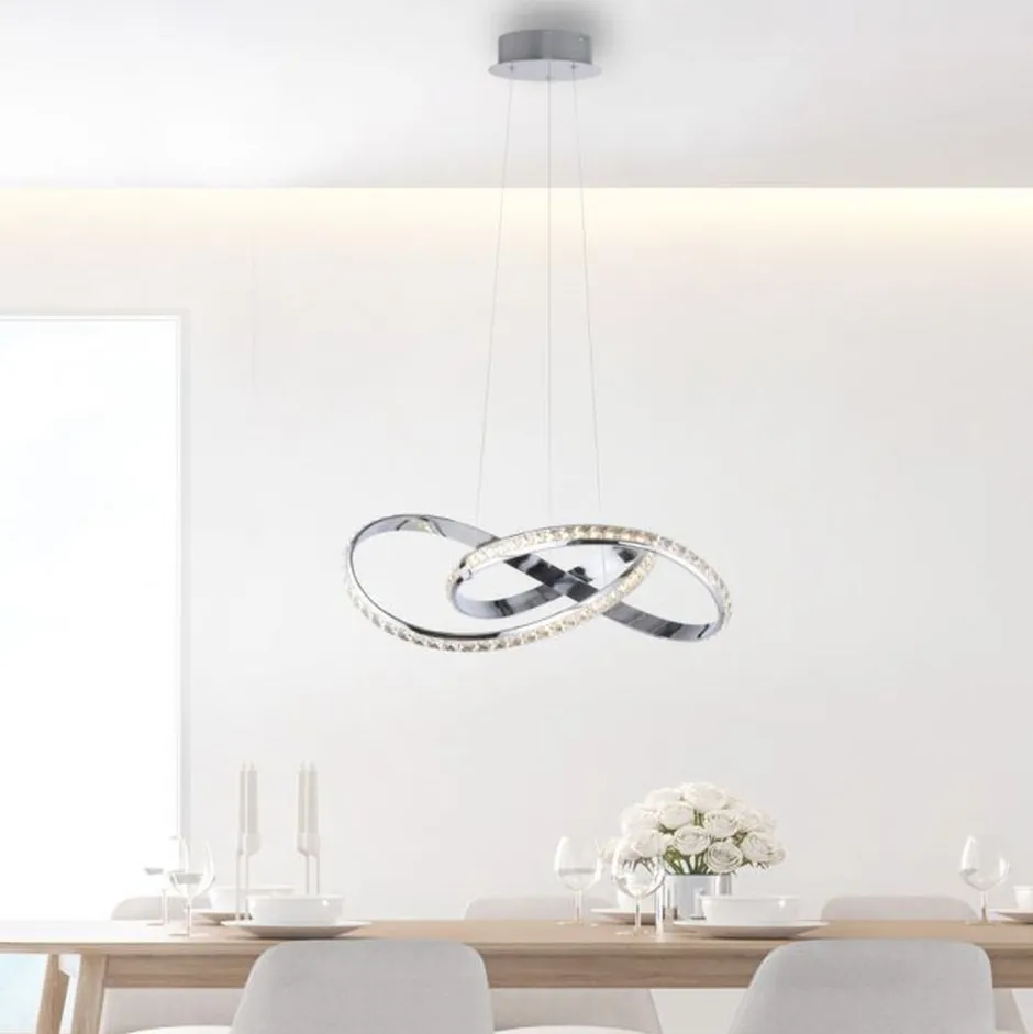 Paul Neuhaus LED Hängelampe in Chrom dimmbar 30 W L:57 cm elegant< Hängelampen|Bürolampen