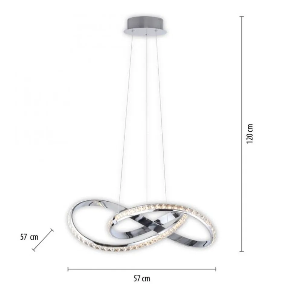 Paul Neuhaus LED Hängelampe in Chrom dimmbar 30 W L:57 cm elegant< Hängelampen|Bürolampen