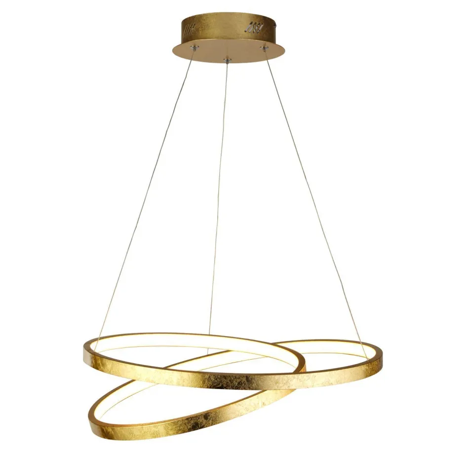 Searchlight LED Hängelampe in Gold Metall B:47 cm 42 W Ringe Modern< Wohnzimmerlampen|Esszimmer Lampen