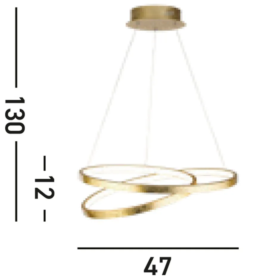 Searchlight LED Hängelampe in Gold Metall B:47 cm 42 W Ringe Modern< Wohnzimmerlampen|Esszimmer Lampen