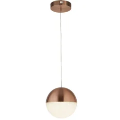 Searchlight LED Hängelampe Kupfer Ø 25 cm rund Glas Metall 4000 K< Led Lampen|Hängelampen