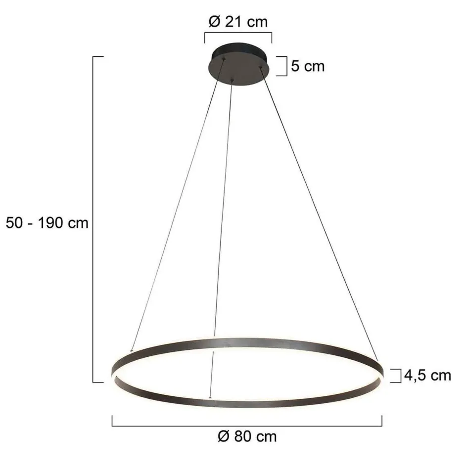 Hängelampen|Led Lampen*Steinhauer LED Hängelampe Metall Kunststoff 80 cm rund 60 W 2700 K