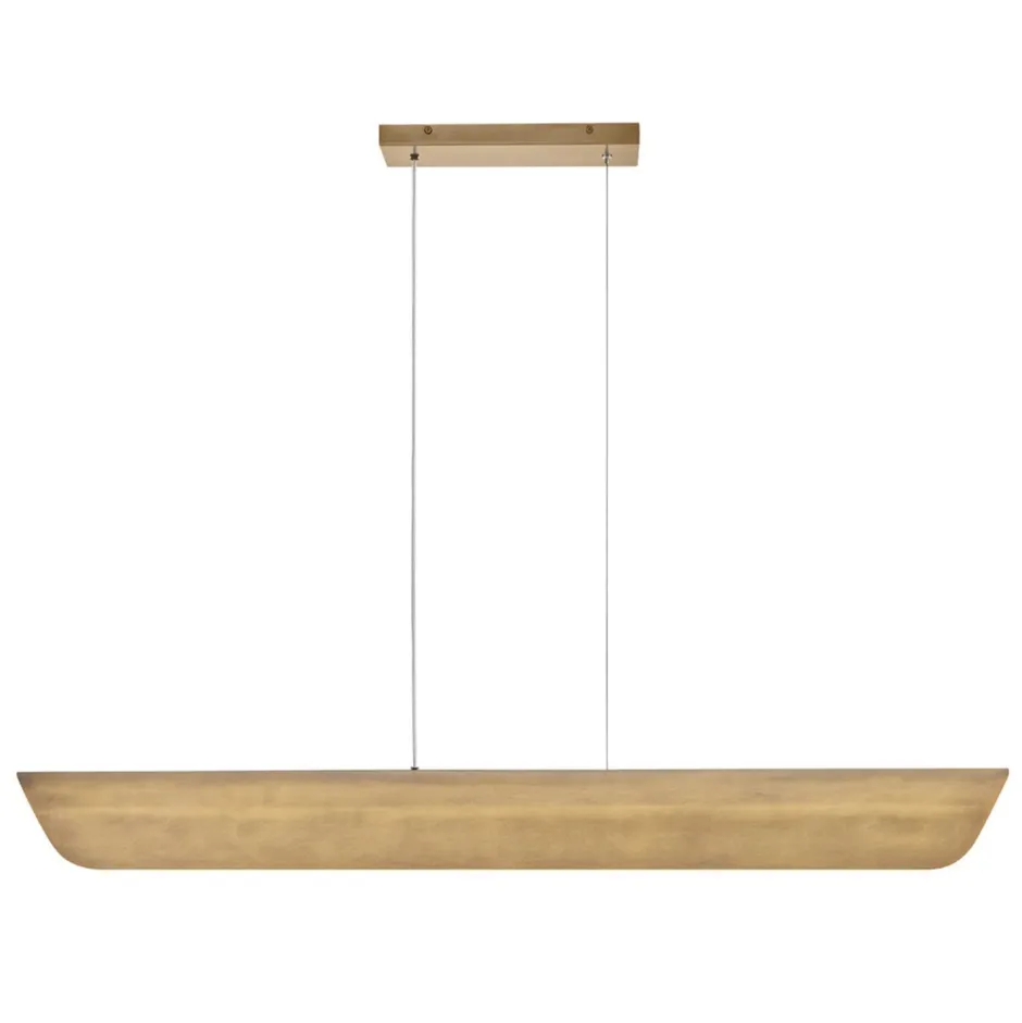 Hängelampen|Led Lampen*Elstead LED Hängelampe Metall Riffelglas L: 116,8 cm Modern in Messing