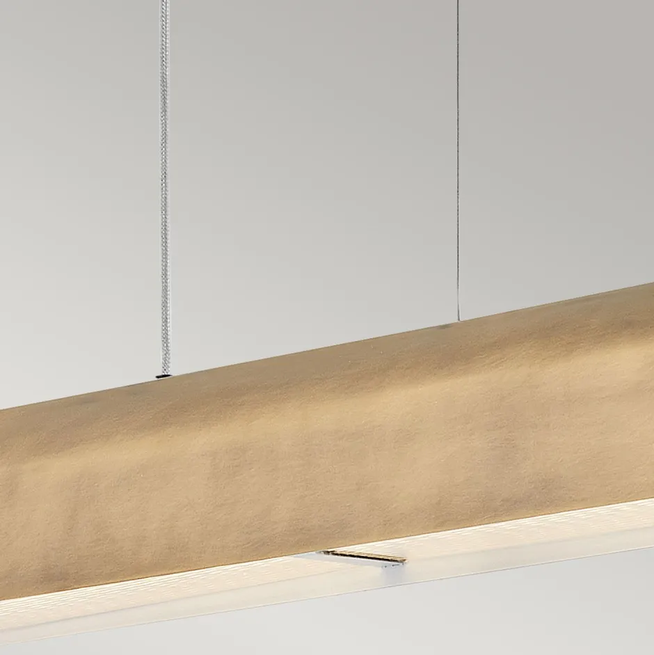 Hängelampen|Led Lampen*Elstead LED Hängelampe Metall Riffelglas L: 116,8 cm Modern in Messing