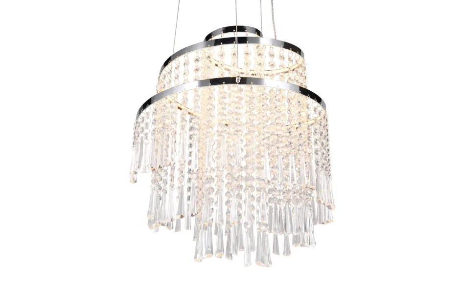 Hängelampen|Wohnzimmerlampen*Trio Reality LED Hängelampe mit Fernbedienung dimmbar Chrom Acryl