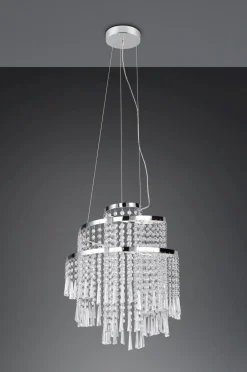 Hängelampen|Wohnzimmerlampen*Trio Reality LED Hängelampe mit Fernbedienung dimmbar Chrom Acryl