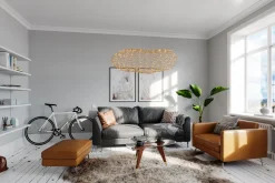 By Rydéns LED Hängelampe Modern 115 cm lang Draht Schirm in Gold< Hängelampen|Led Lampen