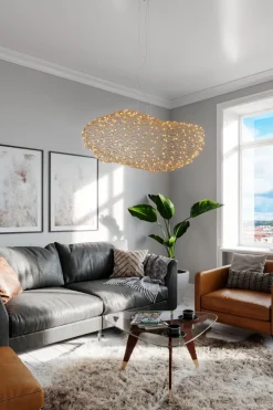 By Rydéns LED Hängelampe Modern 115 cm lang Draht Schirm in Gold< Hängelampen|Led Lampen